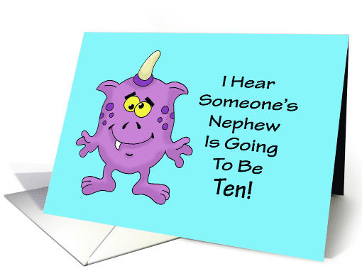 10th Birthday Card for a Nephew With A Cartoon Alien, Monster card