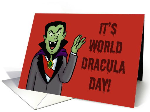 World Dracula Day Card With Cartoon Of Vampire card (1564770)