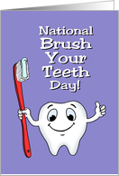 Cute National Brush Your Teeth Day Card With Cartoon Tooth card