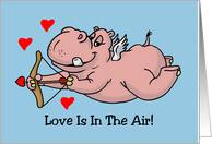 Valentine Card With Hippo Cupid Love Is In The Air card