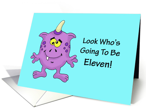 11th Birthday Card for a Boy With A Cartoon Alien, Monster card
