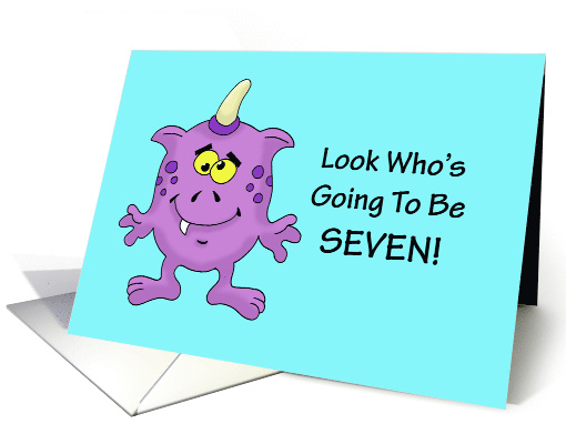 7th Birthday Card For a Boy With A Cartoon Alien, Monster card