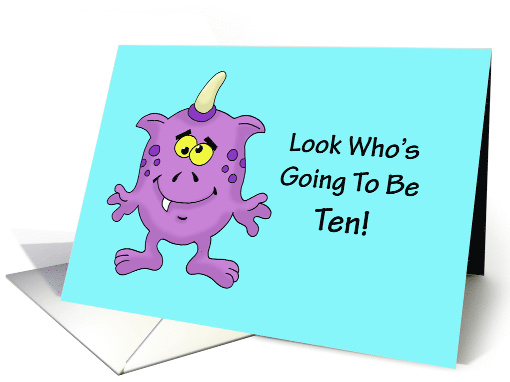 10th Birthday Card For a Boy With A Cartoon Alien, Monster card