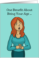 Getting Older Birthday Card With Cartoon Woman One Benefit card