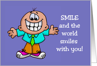 Funny Adult Fart Birthday Card With Cartoon Smile And The World Smiles card