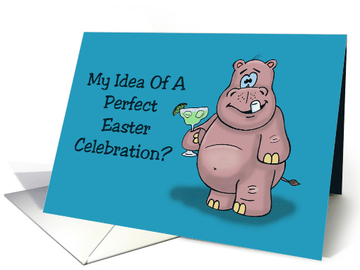 Humorous Easter Card With Cartoon Hippo Perfect Easter... (1566560)