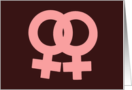Blank Note Card WithTwo Female Symbols Locked Together card