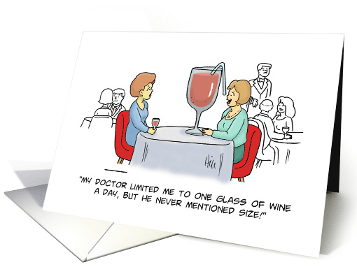 National Wine Day With Cartoon Woman With Huge Glass One A Day card