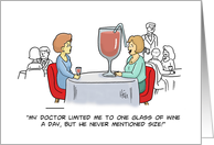 National Wine Day With Cartoon Woman With Huge Glass One A Day card