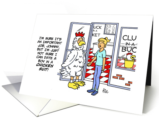 National Chicken Boy Day Card With Boyfriend In A Chicken Suit card