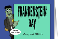 Frankenstein Day Card With Cartoon Monster card