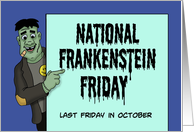 National Frankenstein Friday Card With Cartoon Monster card