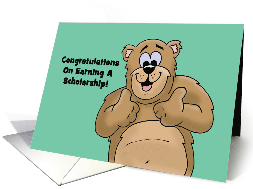 Congratulations For Earning A Scholarship Cartoon Bear... (1567628)