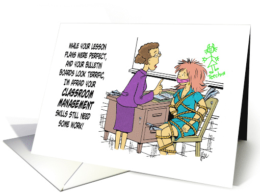 Humorous Back To School Card For New Teacher With Cartoon card