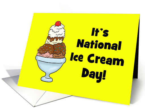 Cute National Ice Cream Day Card With Cartoon Ice Cream Sundae card