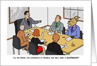 Funny Blank Note Card With Board Meeting Need Scapegoat card