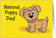 National Puppy Day Card With A Cute Puppy On Yellow Background card