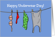 National Underwear Day Card With Cartoon Clothesline With Undies card