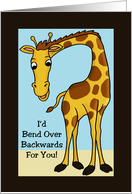 Friendship Card With Bent Over Cartoon Giraffe Bend Over Backwards card