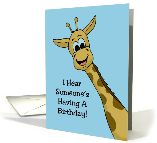 Cute Kids Birthday Card With Giraffe Sticking Its Head In card
