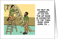 Blank Note Card With Cartoon Showing Dinosaur Bones Being Assembled card