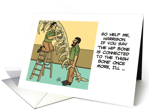 National Fossil Day With Cartoon Showing Dinosaur Being Assembled card