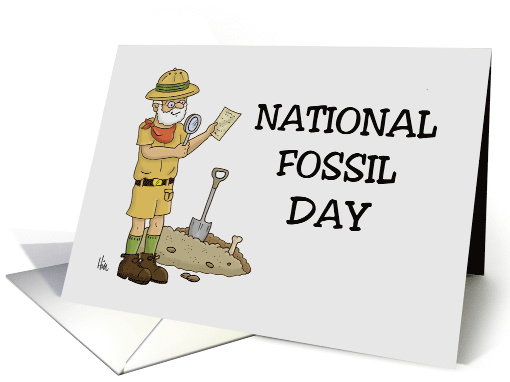 National Fossil Day With Cartoon Showing Archaeologist card (1569204)