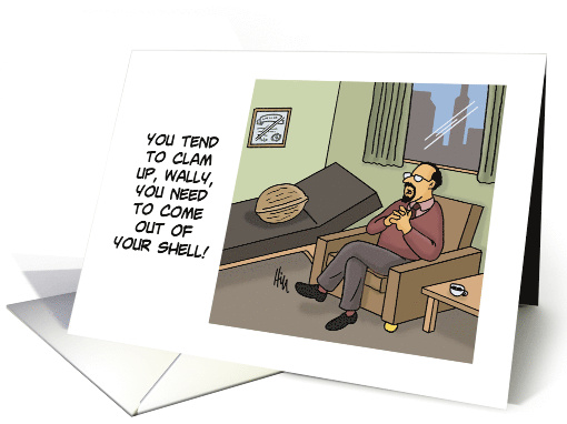 Humorous Blank Note Card With Walnut In Psychologist's Office card
