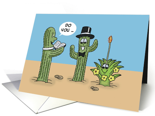Cute Wedding Congratulations Card For Grandson With Cactus card