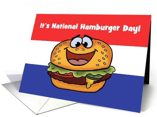 National Hamburger Day Card With Cartoon Hamburger card (1569522)