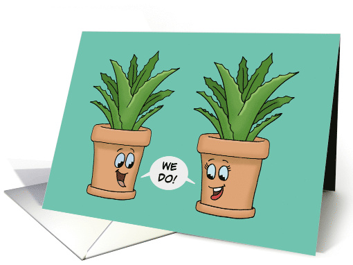 Cute Wedding Congratulations Card For Grandson With Aloe Plants card