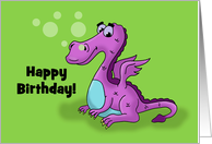 Kids Birthday Card With Cute Cartoon Dragon Blowing Bubbles card