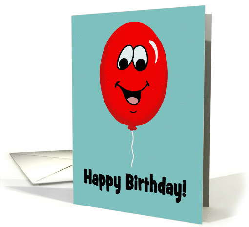 Kids Birthday Card With A Cute Red Cartoon Balloon card (1570156)