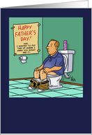 Humorous Father’s Day Card With Dad Sitting On Toilet With Sign card