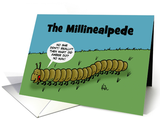 Blank Note Card With Cartoon Of The Millinealpede (Millipede) card