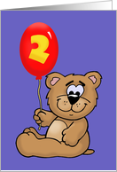 Cute Birthday Card For A Boy’s 2nd Birthday With Cartoon Bear card