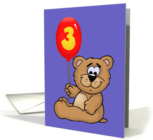 Cute Birthday Card For A Boy's 3rd Birthday With Cartoon Bear card