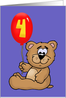 Cute Birthday Card For A Boy’s 4th Birthday With Cartoon Bear card