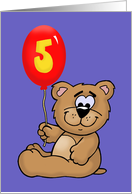 Cute Birthday Card For A Boy’s 5th Birthday With Cartoon Bear card