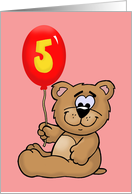Cute Birthday Card For A Girl’s 5th Birthday With Cartoon Bear card