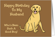 Humorous Birthday Card For Husband With Dog Drawing card