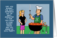 Humorous Father’s Day Card With Unsuccessful BBQ card