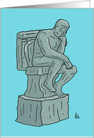 Humorous Adult Blank Note Card With The Thinker On A Toilet card