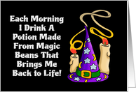 Humorous Let’s Do Coffee Invitation with Wizard Hat Magic Potion card