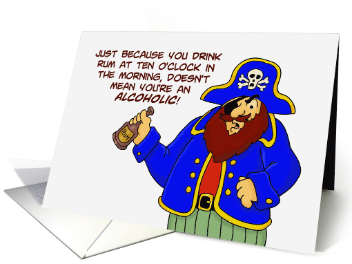 Pirate Card With Cartoon Pirate Holding A Bottle Of Rum card (1571720)
