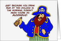 Pirate Card With Cartoon Pirate Holding A Bottle Of Rum card