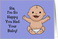 Humorous Congratulations On Sister’s New Baby Boy Ran Out Of Womb card