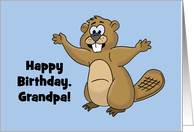 Grandfather’s Birthday Car With Cartoon Beaver Best Dam Grandpa Ever card