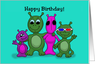 Birthday Card With Weird But Cute Alien Creatures card