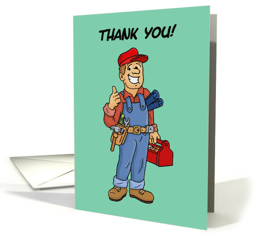 Thank You Card For Our Contractor With Smiling Cartoon Contractor card